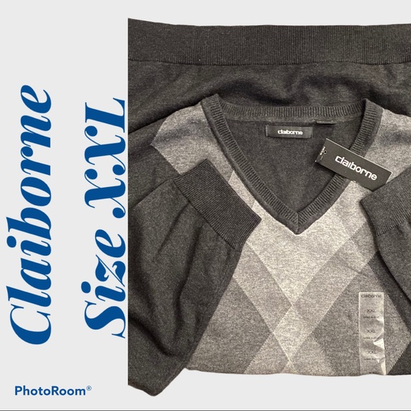 Men's V-Neck light-weight argyle sweater - Picture 4 of 4